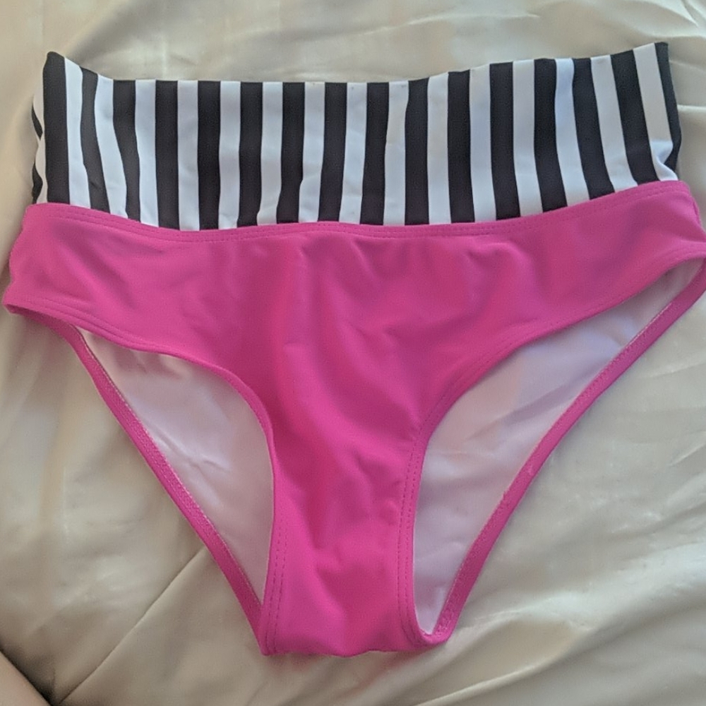 Pink & Striped Bikini Bottoms